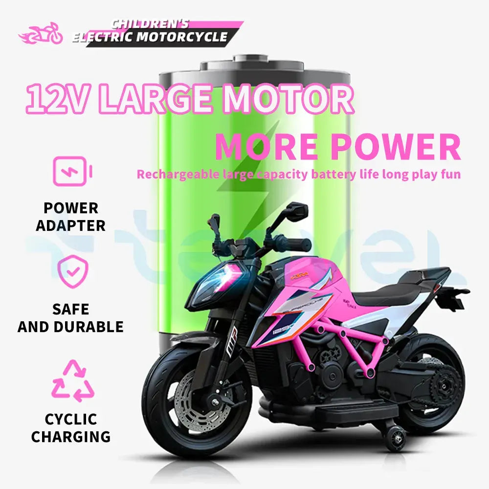 FLIPTOY®-Kids Ride-On KTM Bike – Officially Licensed, 12V Battery Operated, for Ages 3-8 Years