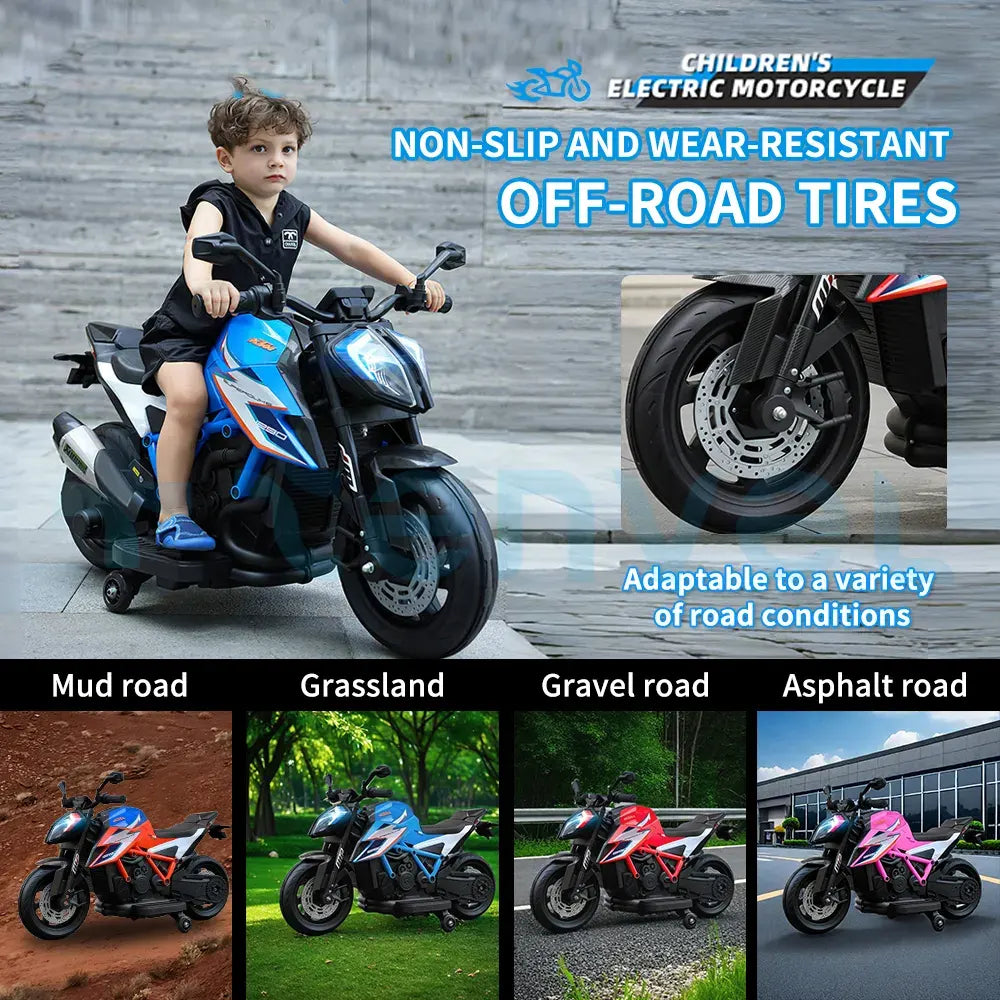 FLIPTOY®-Kids Ride-On KTM Bike – Officially Licensed, 12V Battery Operated, for Ages 3-8 Years