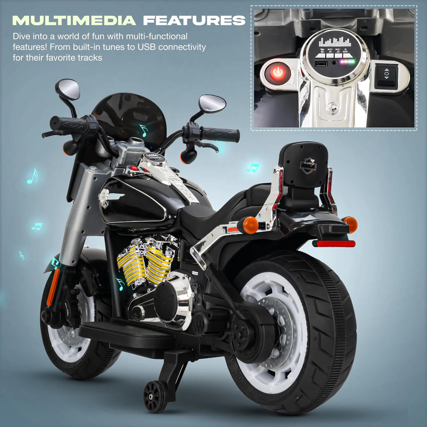 FLIPTOY®- Battery Operated Bike Ride-On Bullet for Kids – 12V Power, Bluetooth & LED Lights