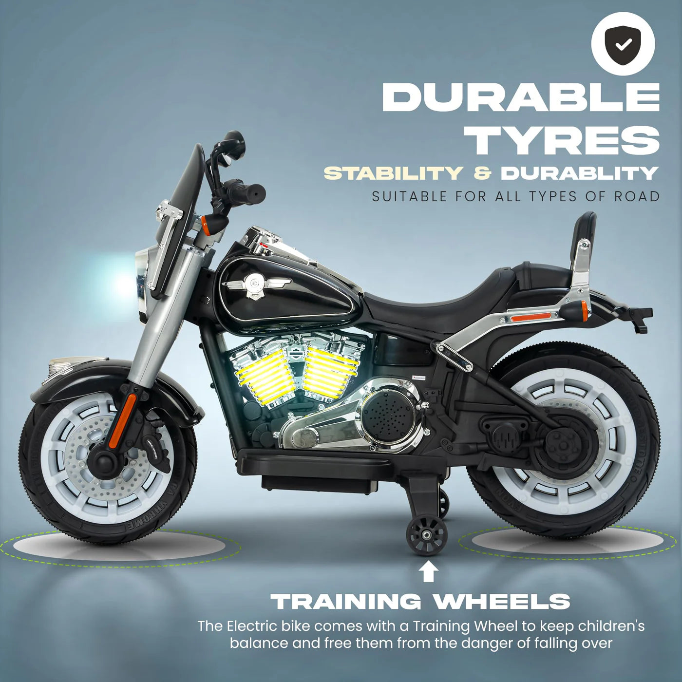 FLIPTOY®- Battery Operated Bike Ride-On Bullet for Kids – 12V Power, Bluetooth & LED Lights