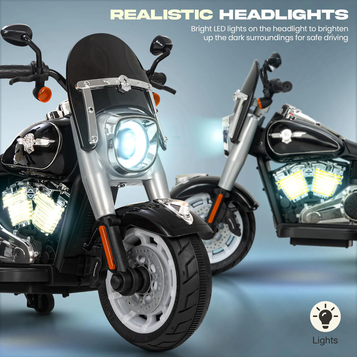 FLIPTOY®- Battery Operated Bike Ride-On Bullet for Kids – 12V Power, Bluetooth & LED Lights