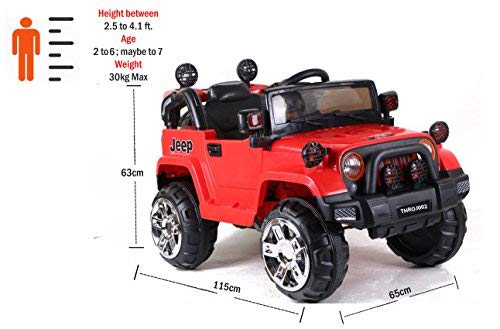 Off Roader Jeep Rechargeable Battery Operated-Ride-on for Kids, Red