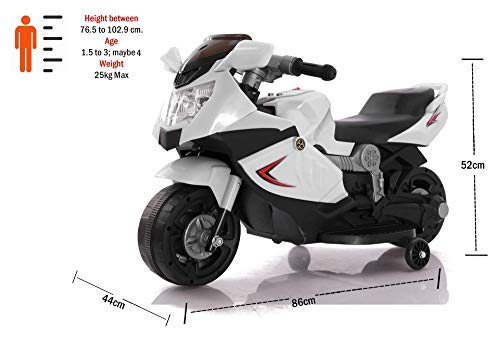 Mini Ninja Superbike Rechargeable Battery Operated Ride-On for Kids (1.5 to 3 Yrs), White