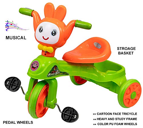 Kandy Baby Tricycle Ride on Bicycle with Music and Pedal and Back Storage