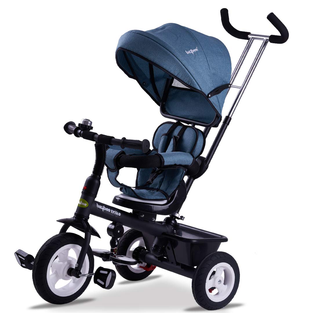 Baybee Mario Sportz Trikes Baby, Kids Cycle | Tricycle for Kids with Canopy and Parental Adjust Push Handle - Smart Plug & Play with Rubber Wheels Baby Cycle for Kids - Baby for 1.5 Years to 5 Years
