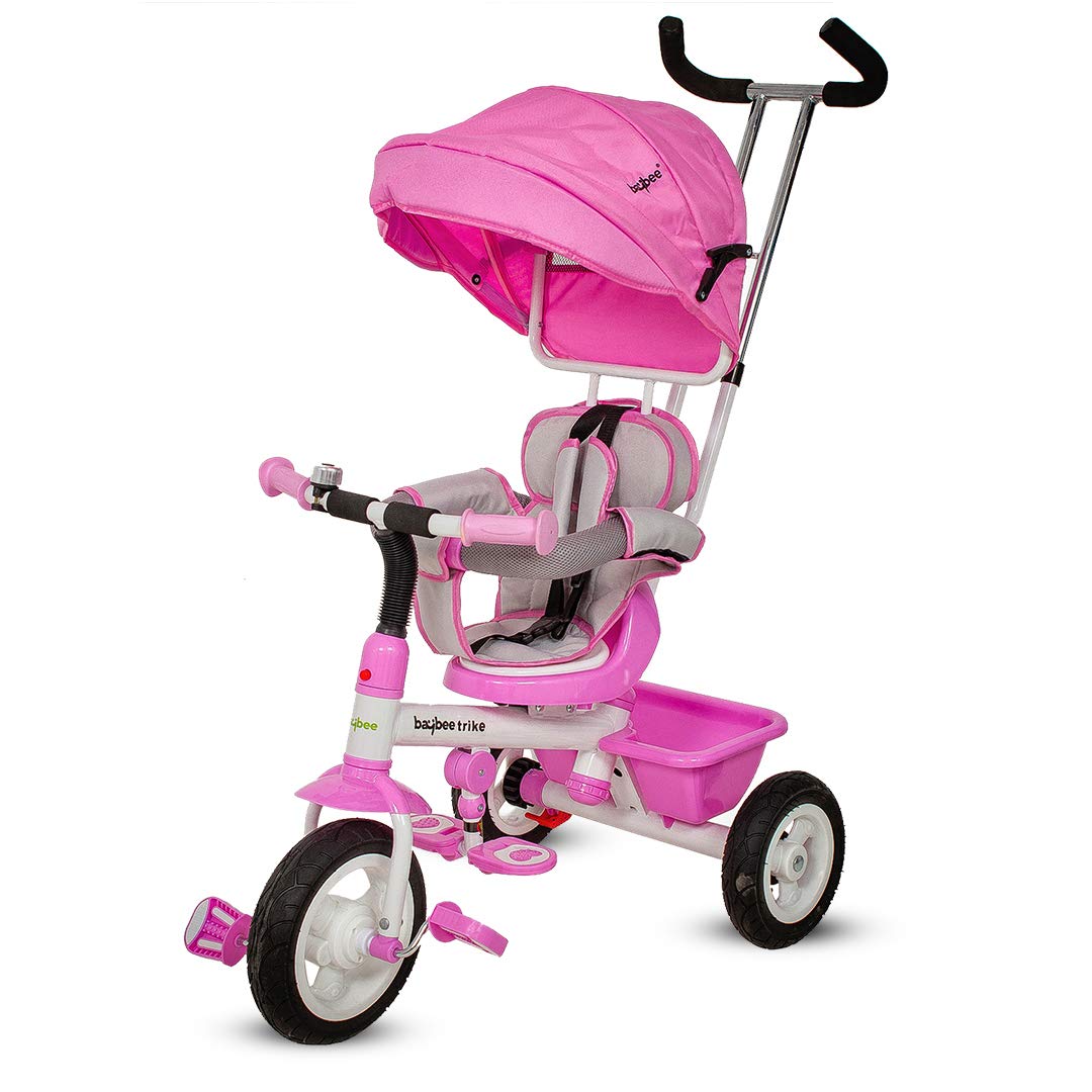Baybee Mario Sportz Trikes Baby, Kids Cycle | Tricycle for Kids with Canopy and Parental Adjust Push Handle - Smart Plug & Play with Rubber Wheels Baby Cycle for Kids - Baby for 1.5 Years to 5 Years
