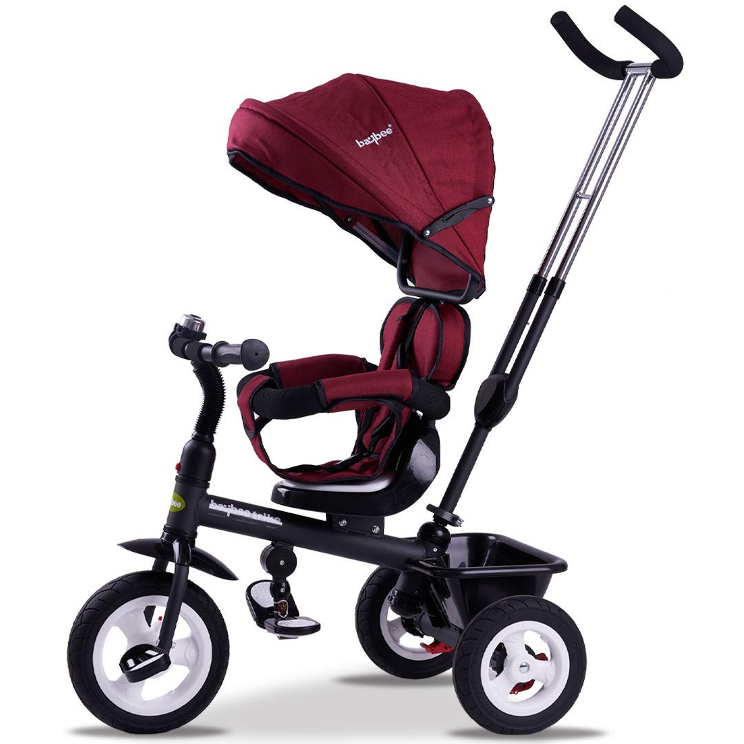 Baybee Mario Sportz Trikes Baby, Kids Cycle | Tricycle for Kids with Canopy and Parental Adjust Push Handle - Smart Plug & Play with Rubber Wheels Baby Cycle for Kids - Baby for 1.5 Years to 5 Years