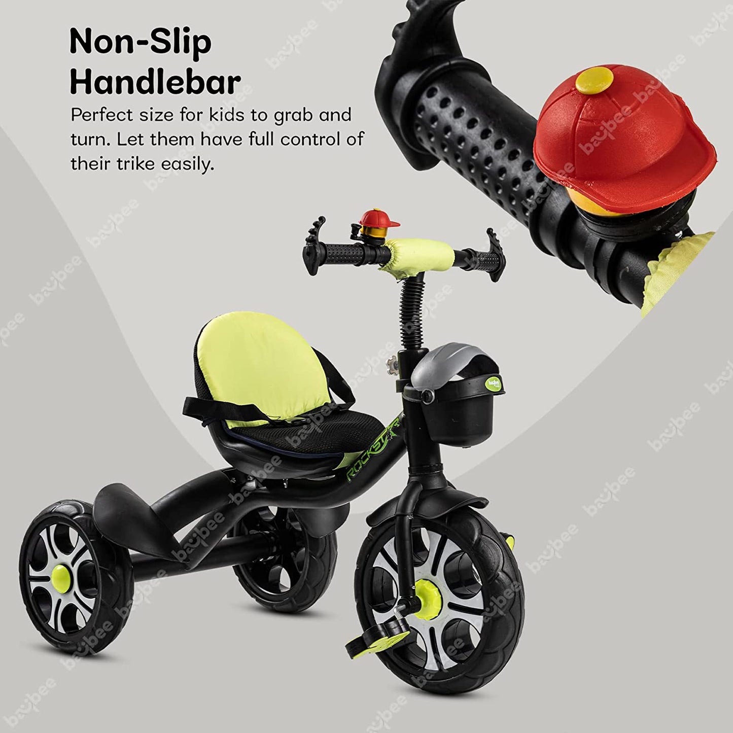 Baybee Rockstar Tricycle for Kids, Smart Plug n Play Kids Cycle Trikes with Basket, Cushion Seat & Safety Belt | Baby Children's Cycle | Baby Tricycle Cycle for Kids 2 to 5 Years Boys Girls