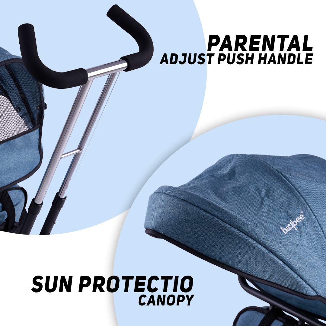 Baybee Mario Sportz Trikes Baby, Kids Cycle | Tricycle for Kids with Canopy and Parental Adjust Push Handle - Smart Plug & Play with Rubber Wheels Baby Cycle for Kids - Baby for 1.5 Years to 5 Years