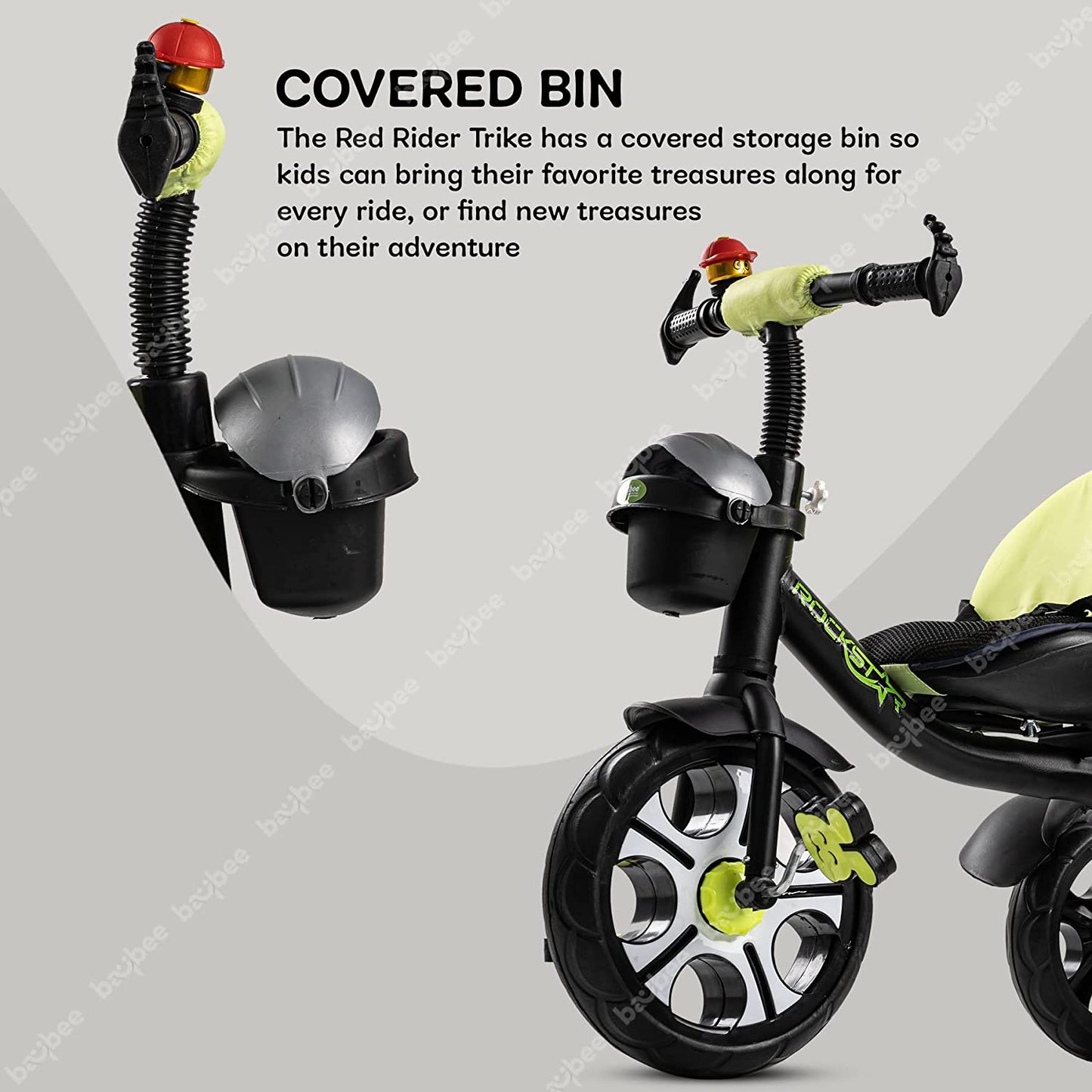 Baybee Rockstar Tricycle for Kids, Smart Plug n Play Kids Cycle Trikes with Basket, Cushion Seat & Safety Belt | Baby Children's Cycle | Baby Tricycle Cycle for Kids 2 to 5 Years Boys Girls