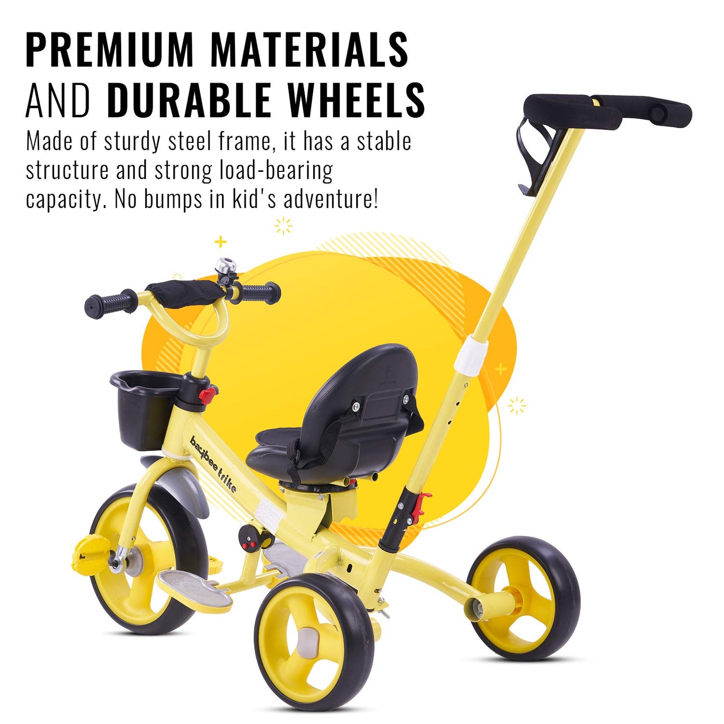 Baybee Breeze 2 in 1 Kids Tricycle Convertible Baby Tricycle Kid's Trike with Parental Adjust Push Handle Children with Seat Belt Kid's Ride Outdoor | Suitable for Boys & Girls