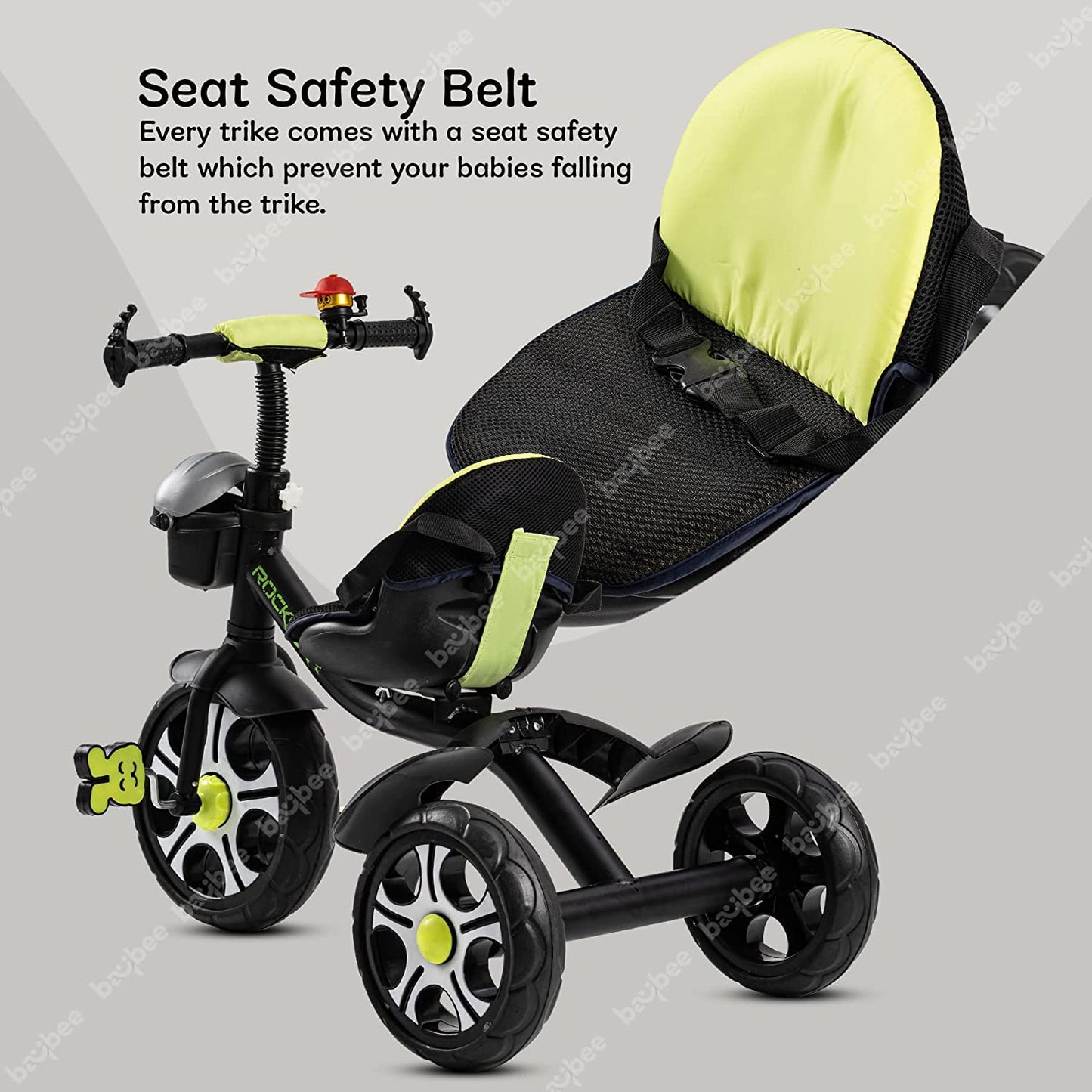 Baybee Rockstar Tricycle for Kids, Smart Plug n Play Kids Cycle Trikes with Basket, Cushion Seat & Safety Belt | Baby Children's Cycle | Baby Tricycle Cycle for Kids 2 to 5 Years Boys Girls