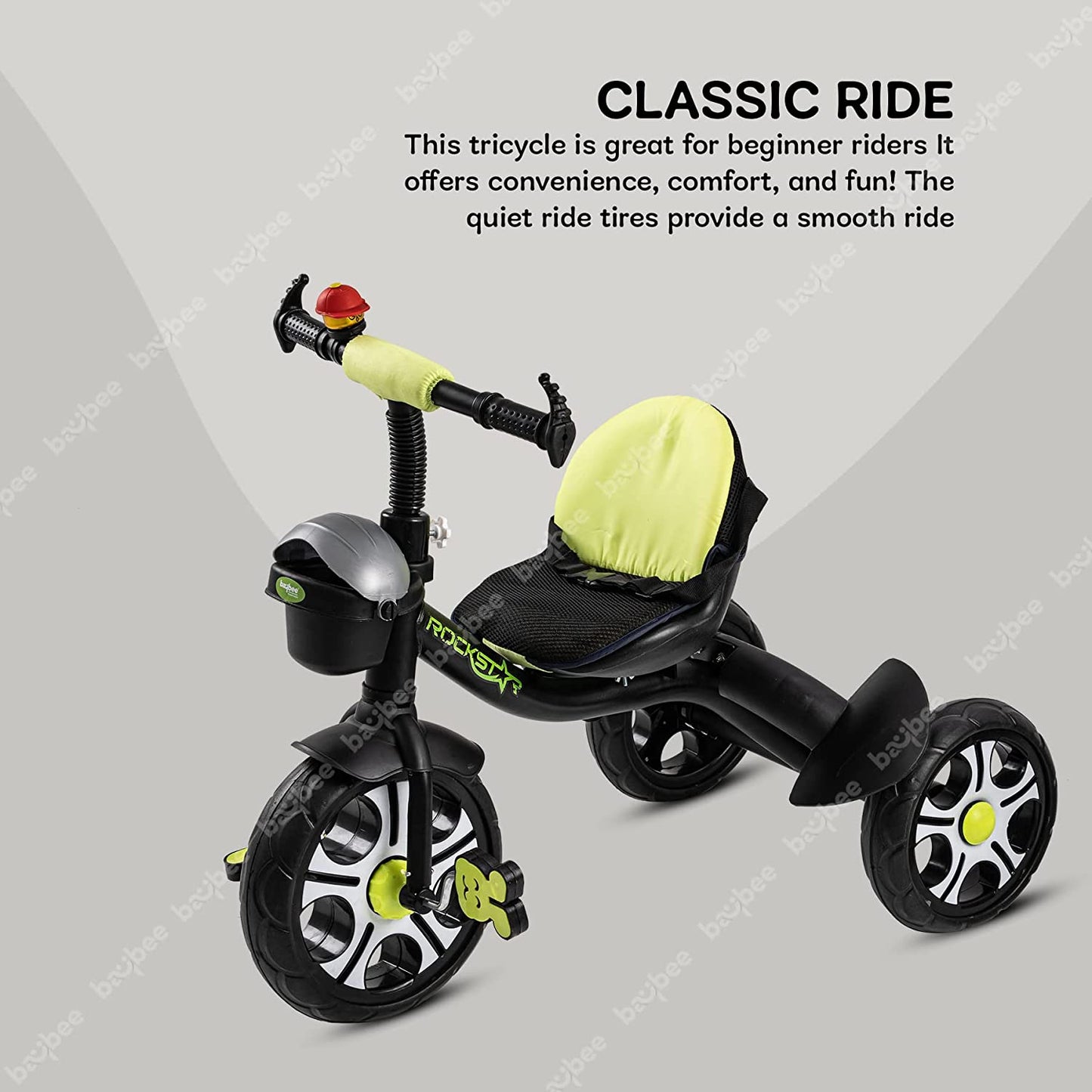 Baybee Rockstar Tricycle for Kids, Smart Plug n Play Kids Cycle Trikes with Basket, Cushion Seat & Safety Belt | Baby Children's Cycle | Baby Tricycle Cycle for Kids 2 to 5 Years Boys Girls