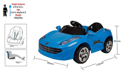 Battery Operated Sporty Car Ride On for 2 to 5 Years Kids, Blue