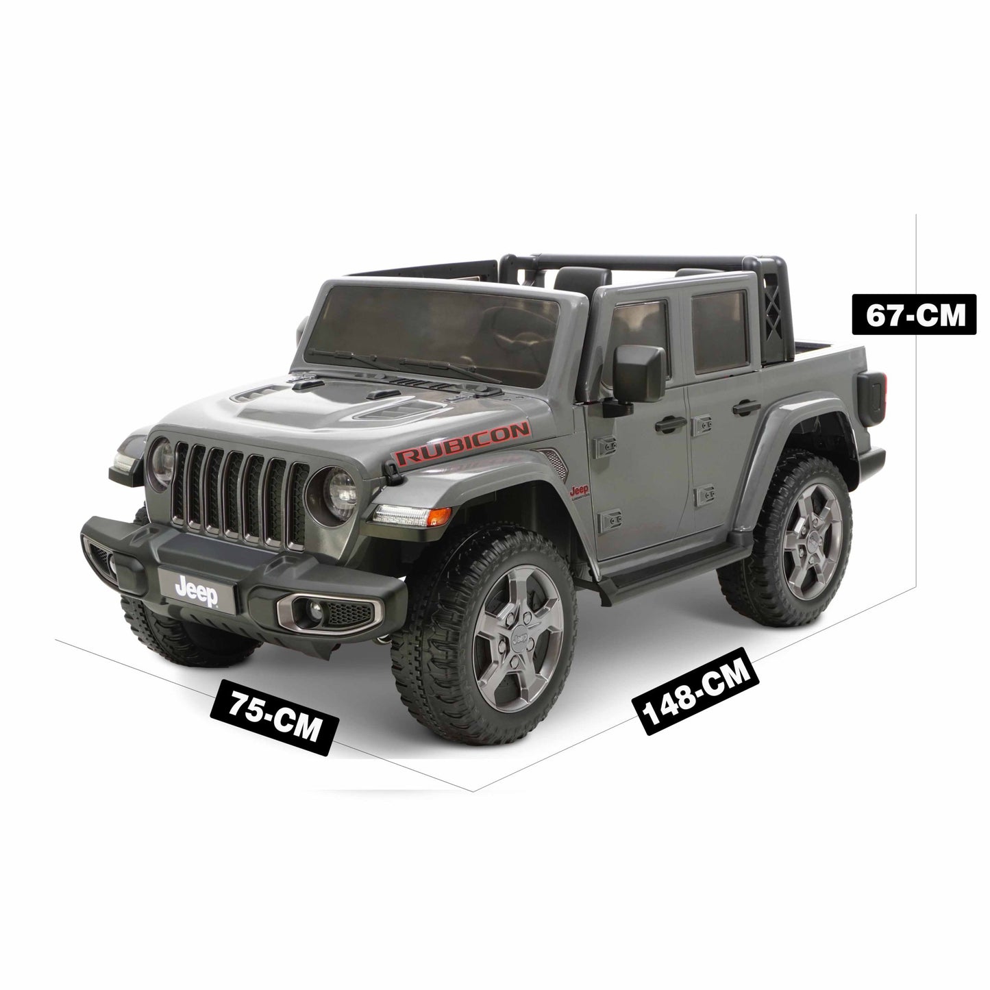 Power wheels jeep rubicon | 12 volt Licensed Jeep Gladiator | Battery Powered Ride On Vehicle, Gray HYP-J12-1210