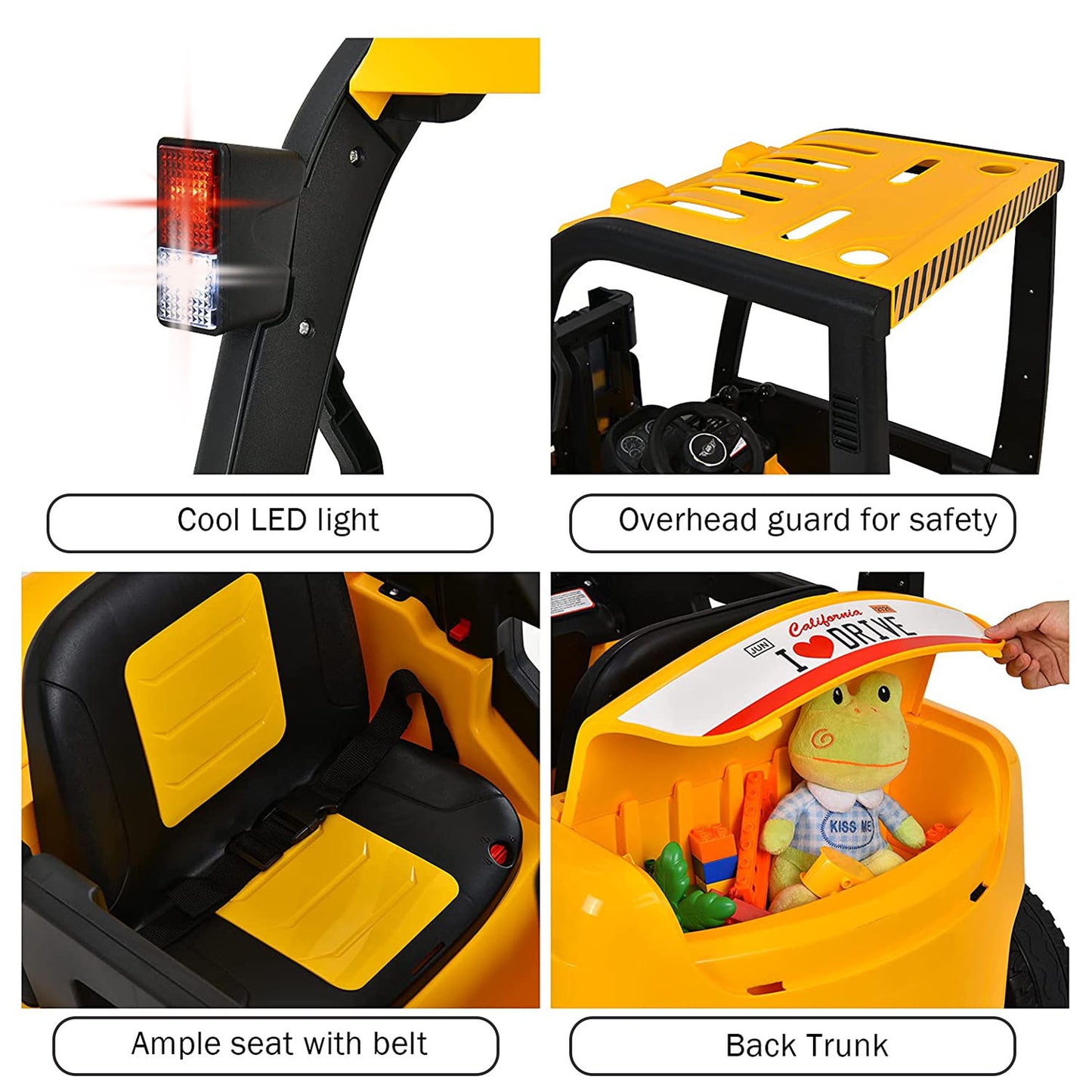 12V Kids Forklift with Remote Control | Openable Door | Storage Trunk | Electric toy Construction Vehicle