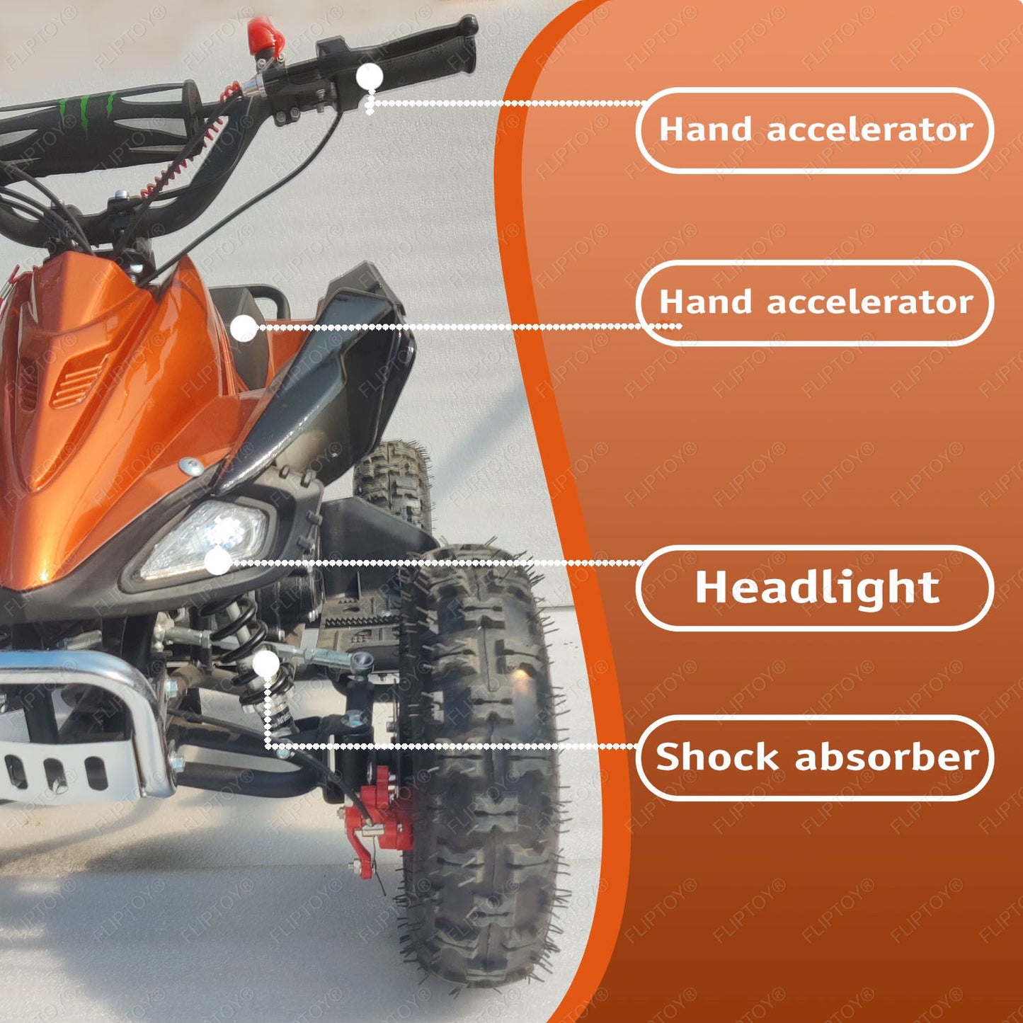 Fliptoy® - 49cc atv | for kids | petrol atv for age group 6-11 year | mini atv 49cc 2 stroke engine | Model 205030