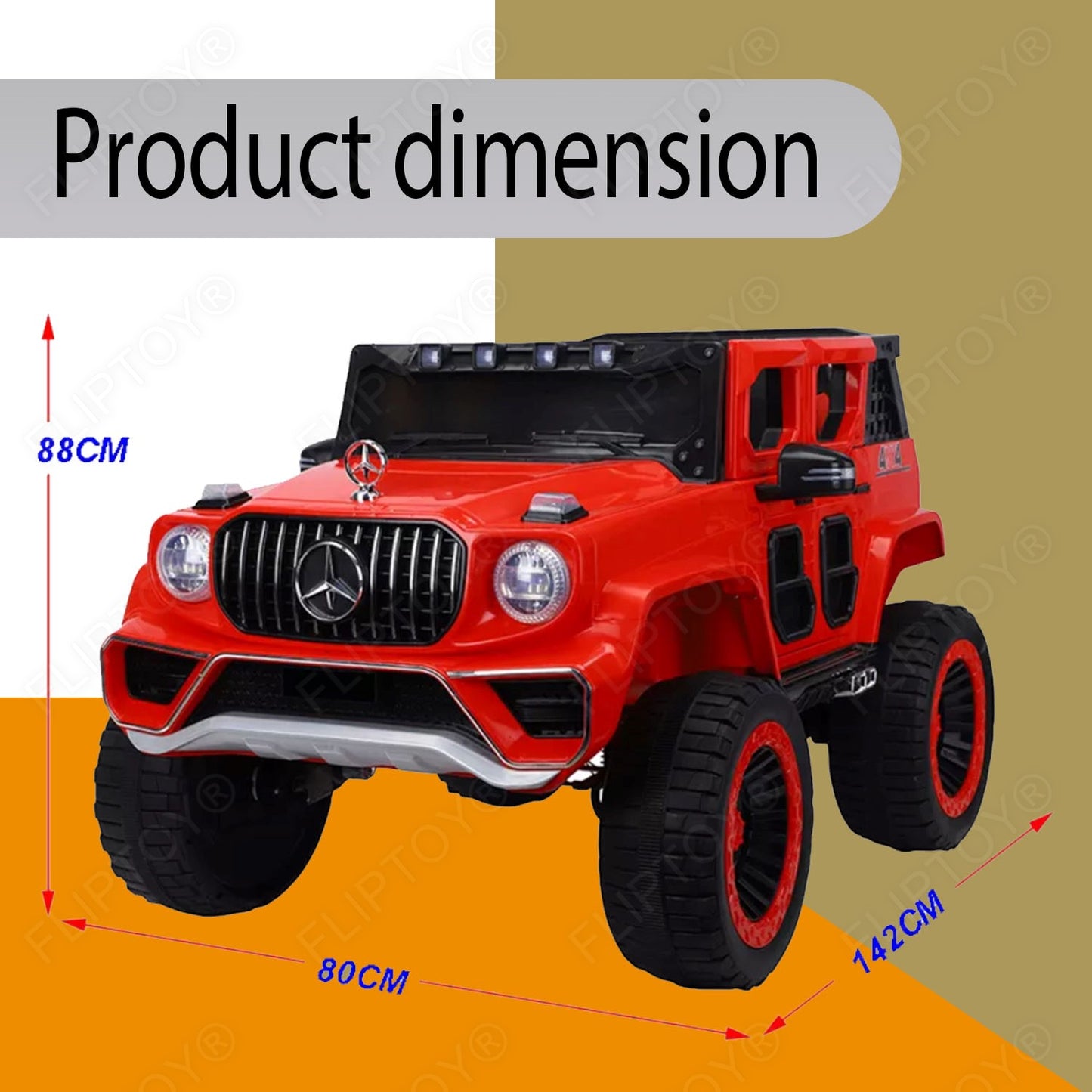 Fliptoy® | Kids ride on jeep | 4x4 | 2 seater | for age group 2-7 year | MP3 music player | Big jeep
