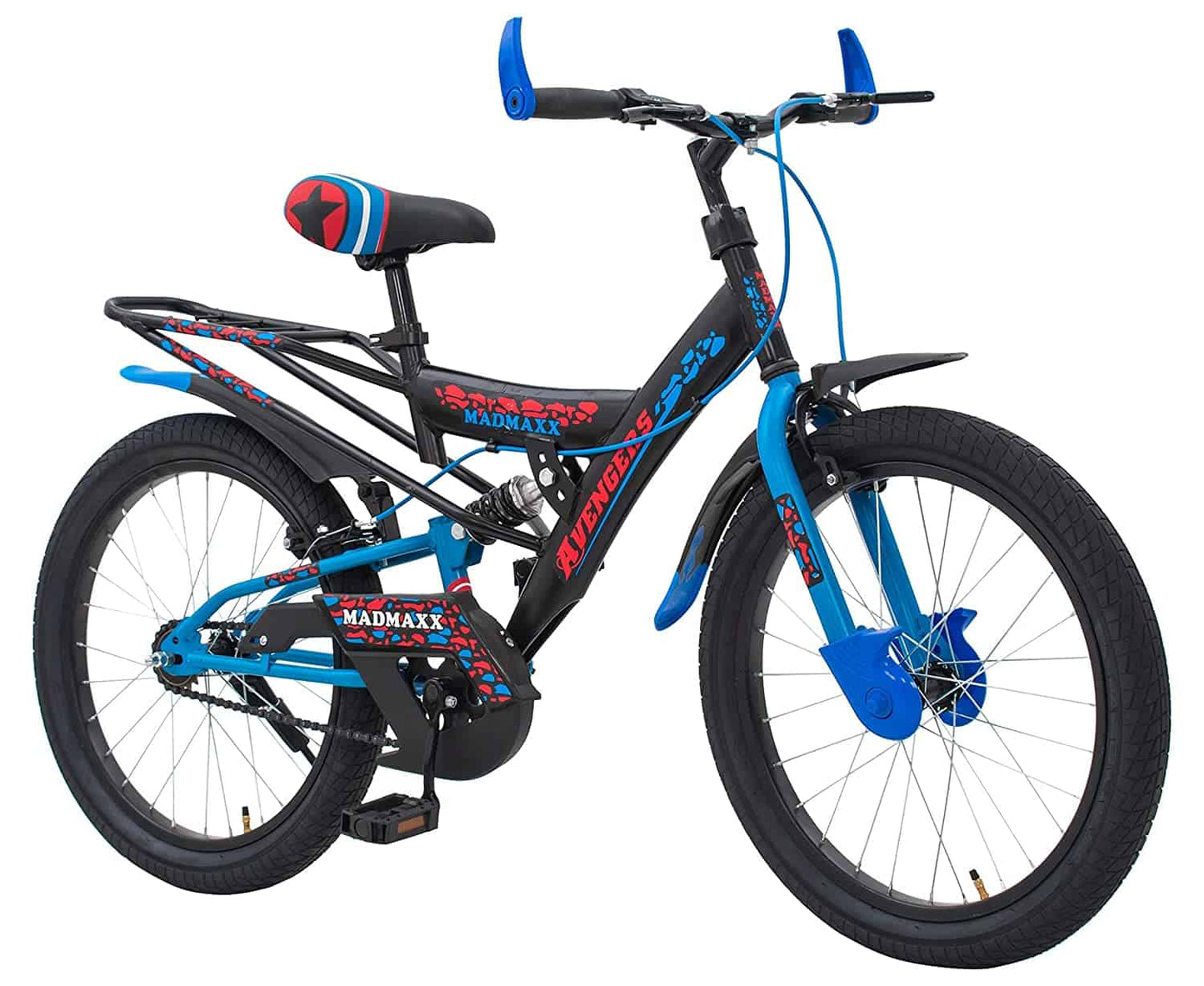 BIKES Shocker Avenger 20T Kid's Road Cycle, 20 inches Matte Finish Black Green/HM Blue for 7 to 10 Years Child