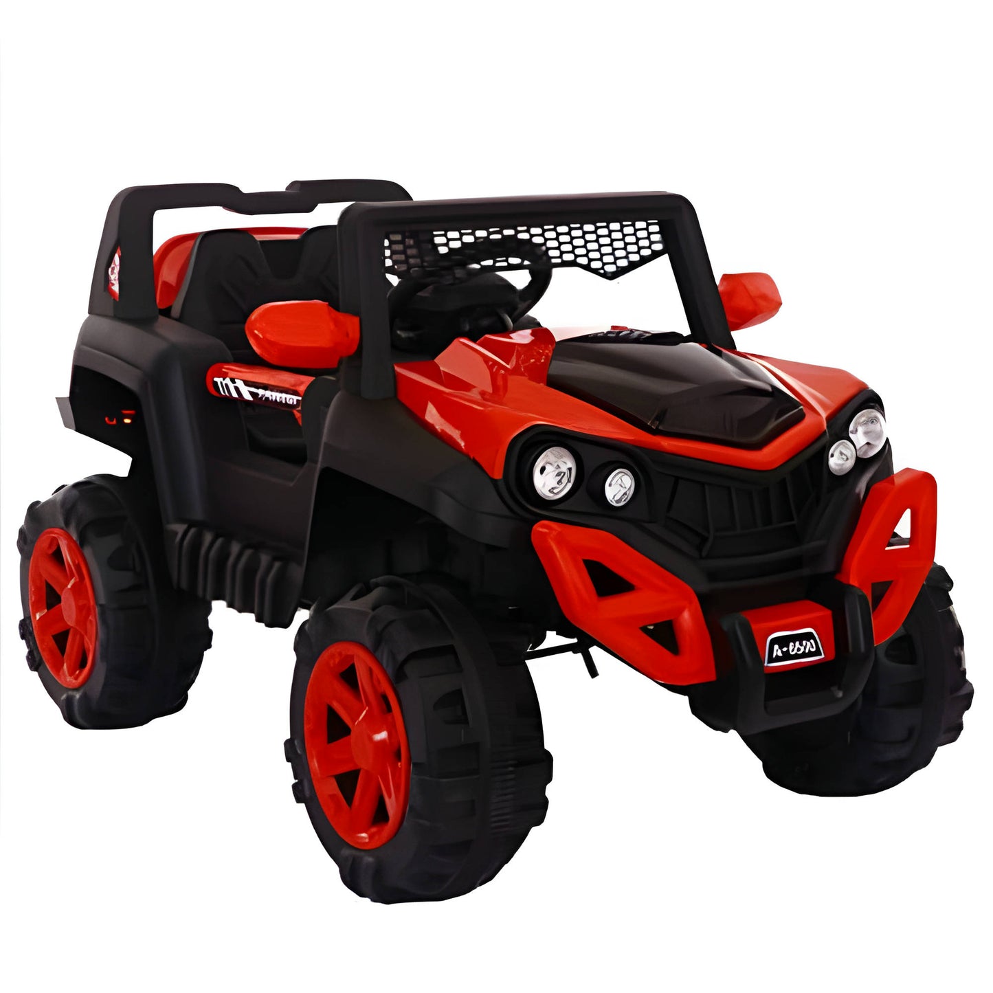 A 6500 Kids Ride on Jeep with 12V Rechargeable Battery, Music, Lights and Remote Control, Red