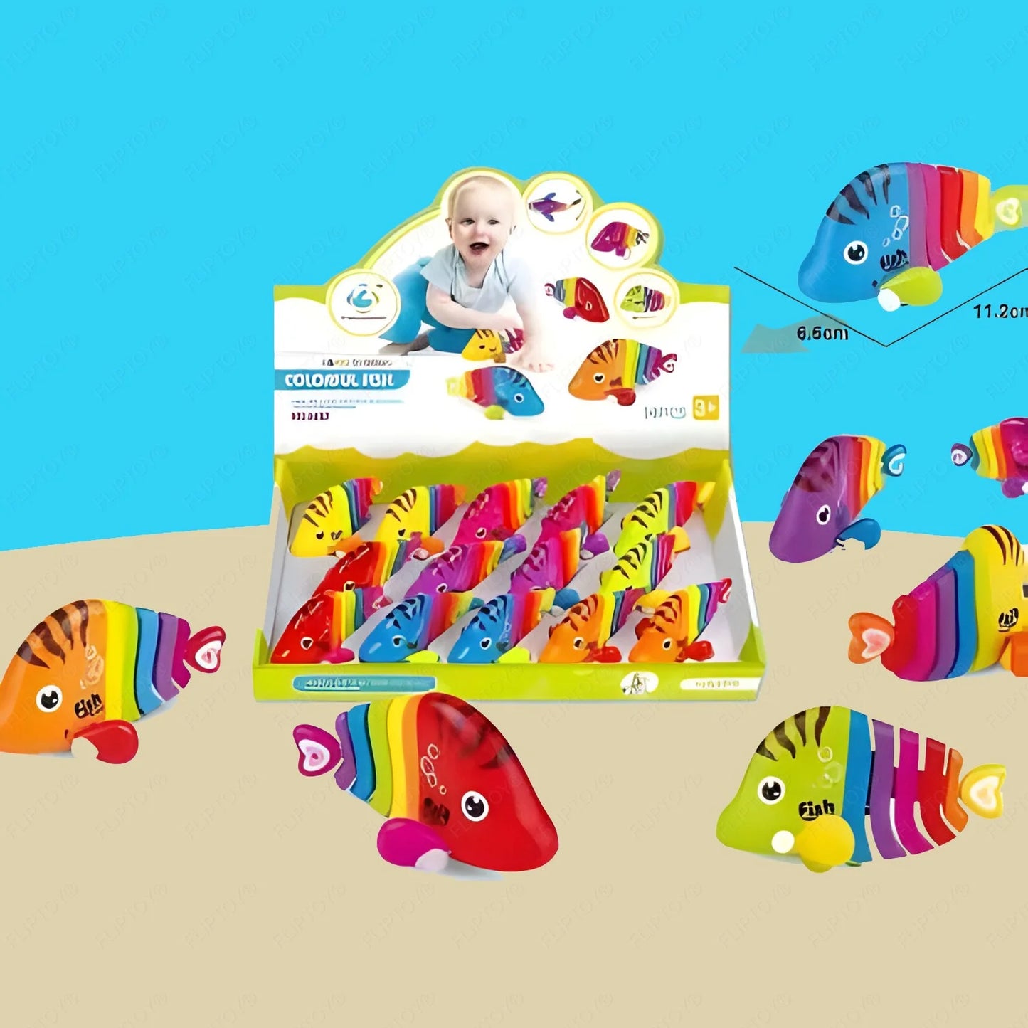 Cute Jumping Fish Toy | Toy for Kids & Adults | Crawling Fish Toys for Birthday Gift - Multicolour ( Pack of 1 )