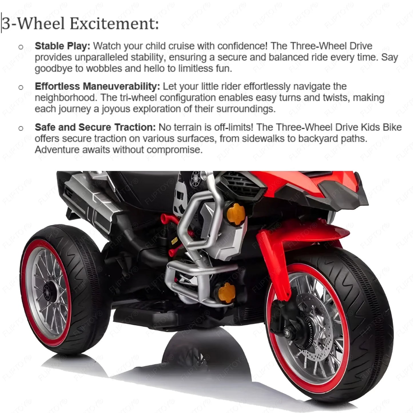 kids ride on bike | 3 wheel | music player | bike for age group 4 -to 7 year | 12v battery oprated Model -BF-WN209