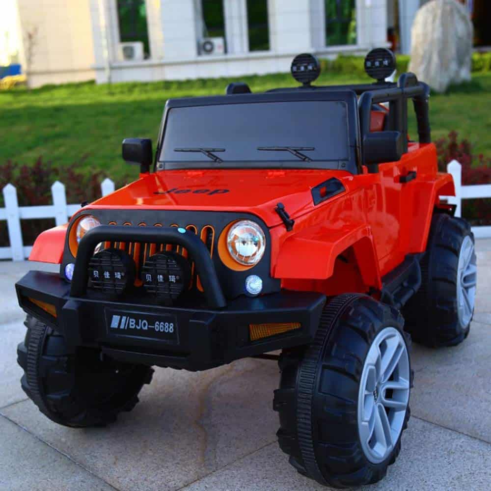 FLIPTOY™ 12 volt battery powered jeeps with Music, Lights and Remote Control, Red