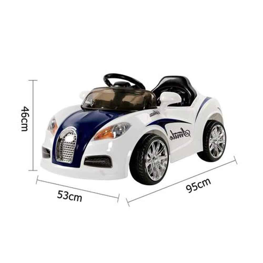 Smiley Battery Operated Ride On Car for Kids High Low Speed Music System with Volume Control White