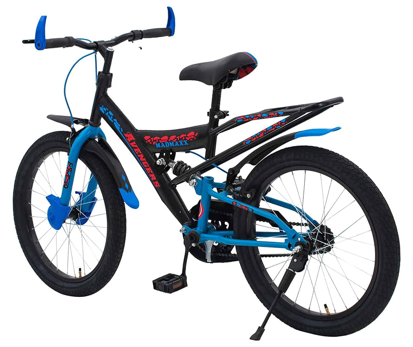 BIKES Shocker Avenger 20T Kid's Road Cycle, 20 inches Matte Finish Black Green/HM Blue for 7 to 10 Years Child