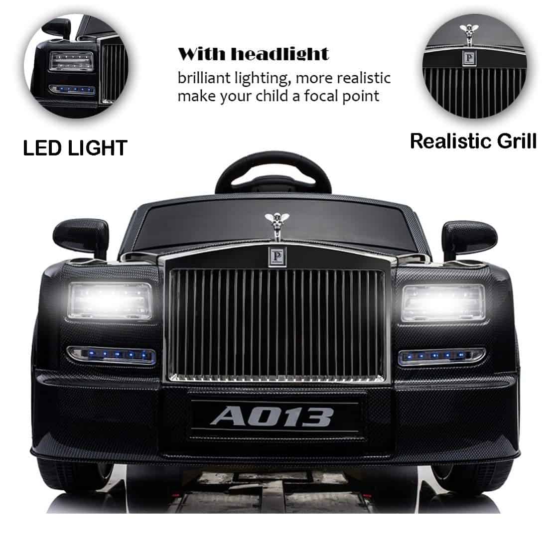 Rolls Royce Toy Car Rechargeable Battery Operated Ride on car for KidsToddlers with Remote Control Electric Motor Car Suitable Babies for Boys & Girls (Black)