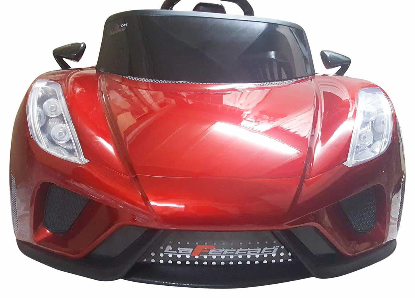 Battery Operated Large Sports Look Car Remote Control Ride-On with Power Button Start, AUX Port Light Music for Kids (Red)