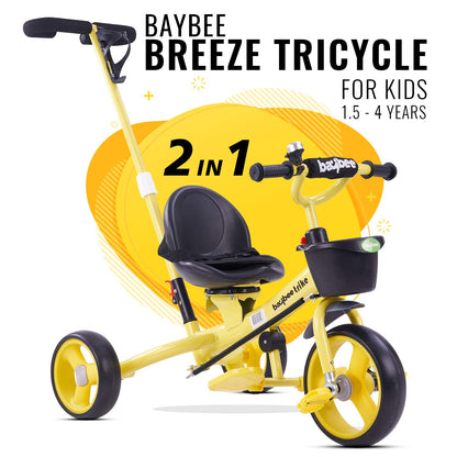 Baybee Breeze 2 in 1 Kids Tricycle Convertible Baby Tricycle Kid's Trike with Parental Adjust Push Handle Children with Seat Belt Kid's Ride Outdoor | Suitable for Boys & Girls