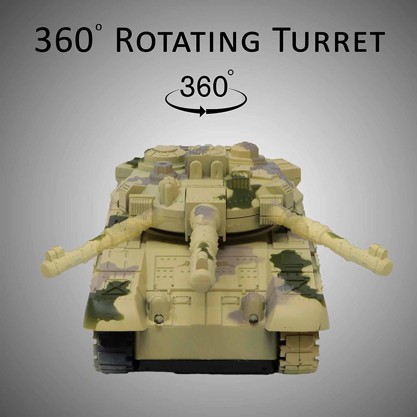 Remote Control Army Battle Tank-Rotating Turret with Light & Sound for Kids in Assorted Colors