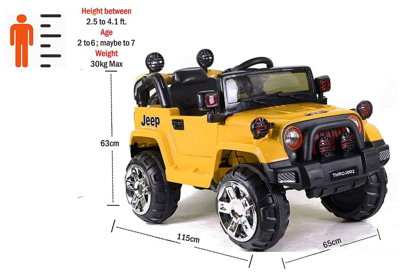 Fliptoy Off Roader Jeep Rechargeable Battery Operated-Ride-on for Kids,Yellow