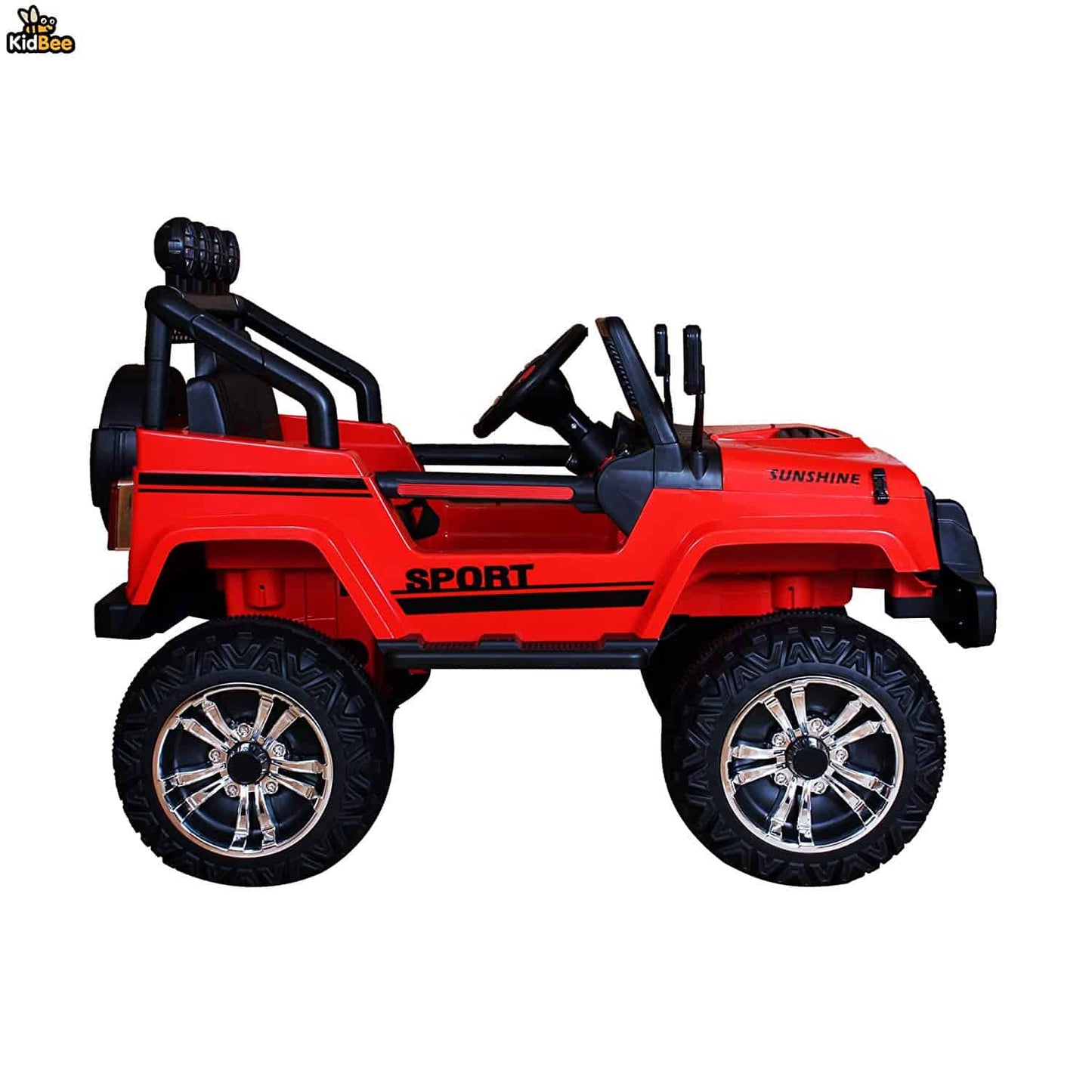 12V Electric-Ride On jeep-Truck with Big wheels, Remote Control, Additional Upper Bar Headlight - White