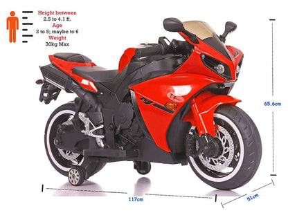 Yamaha R1 Bike with Rechargeable Battery Operated Ride-on for Kids(2 to 6yrs),Red