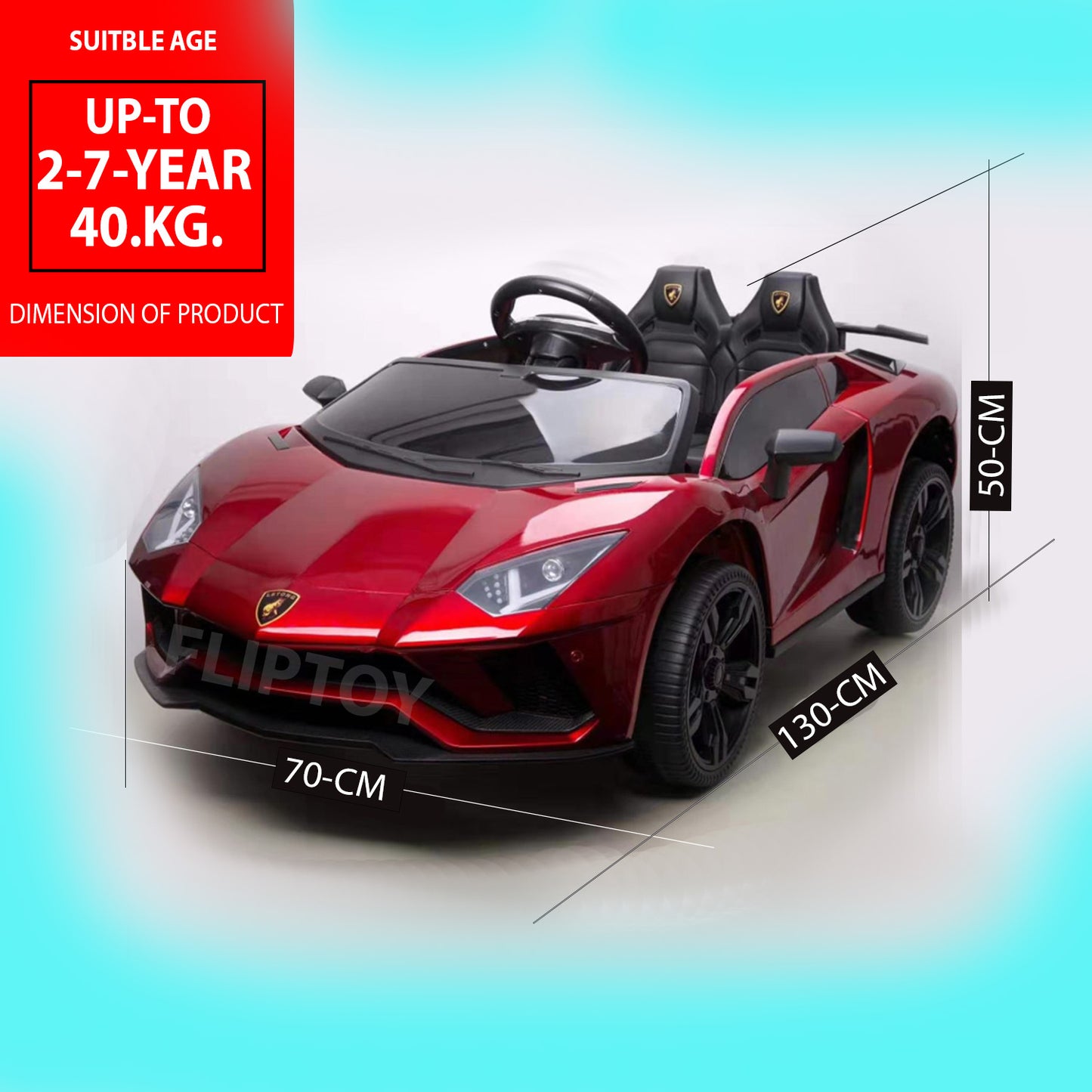 Fliptoy™ | Lamborghini style | 12V Ride on car | toy sports car | Parental Remote Control car -With Music System | Model No. LT-1140