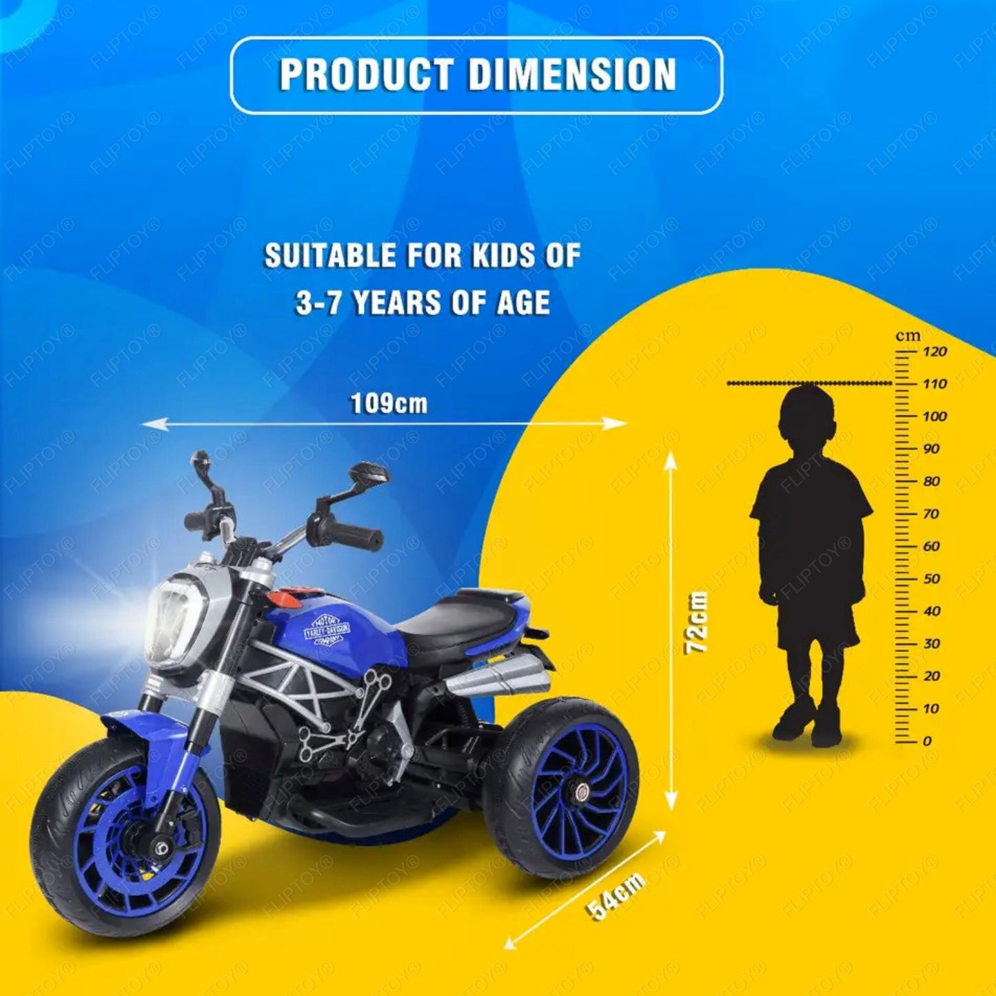 Fliptoy | Ride on Bike Model No. 8188 | Suitable for Kids Upto 3 to 7 Years old