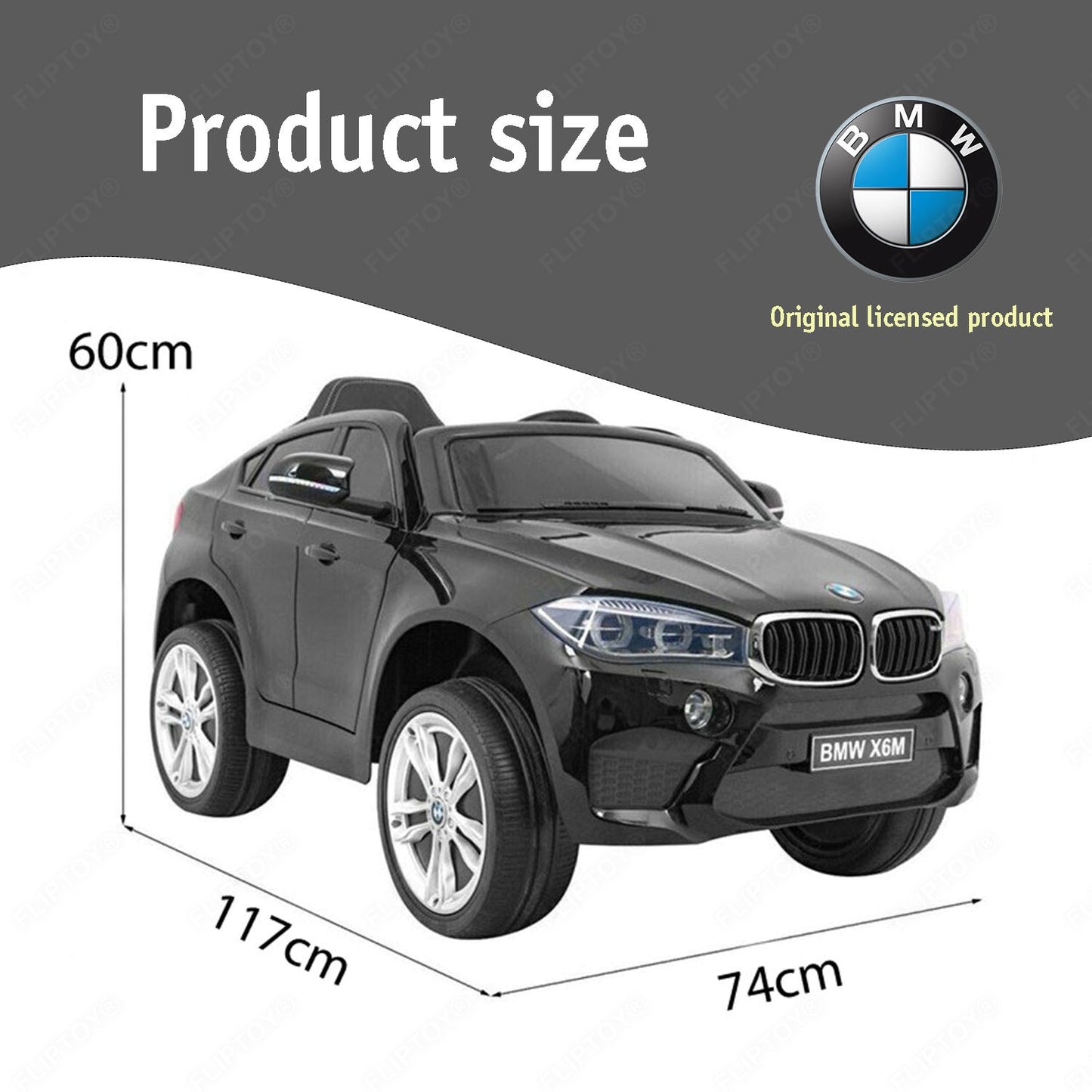 Fliptoy®| original license kids bmw car | BMW X6 M ride on Car 6 Volts |2022 Black