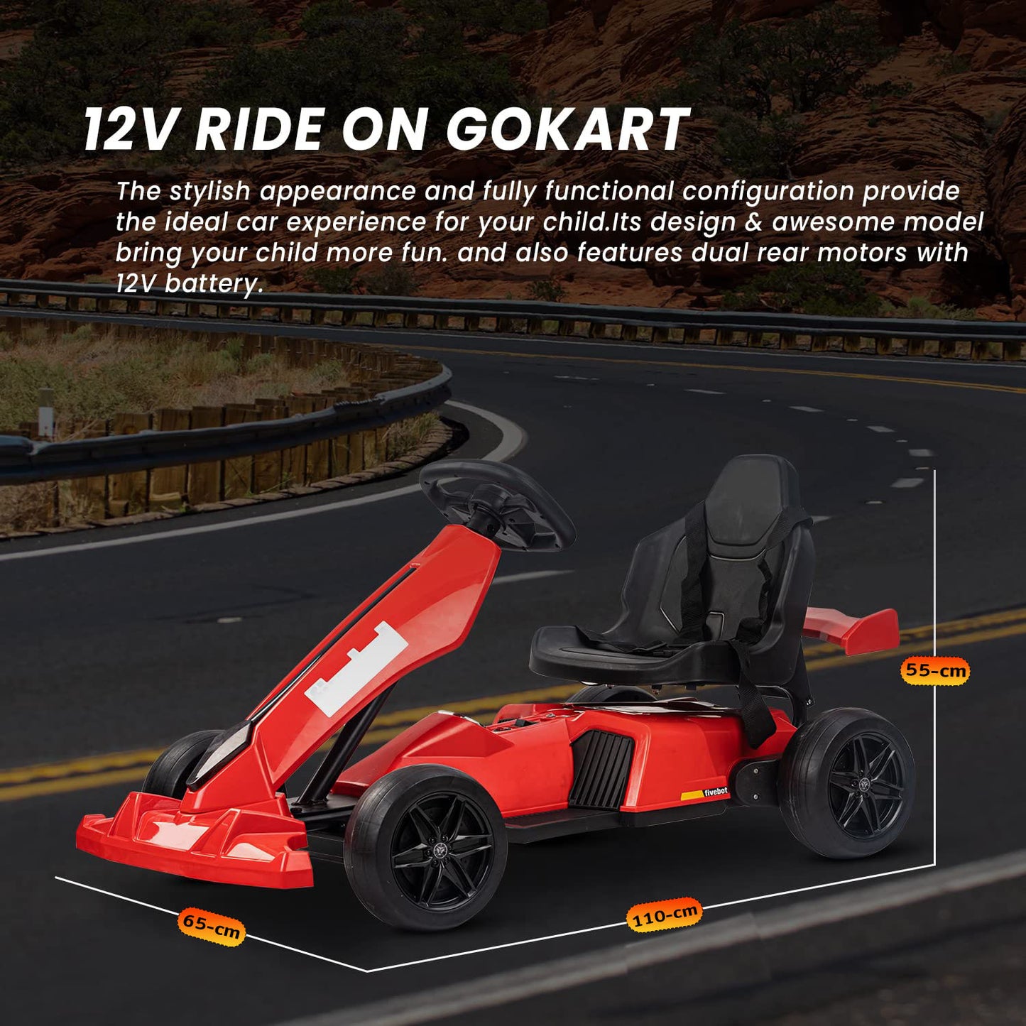 Fliptoy® Go kart for kids | 12 volt ride on | electric rechargble | go kart for kids india | FL-1522