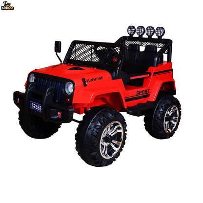 12V Electric-Ride On jeep-Truck with Big wheels, Remote Control, Additional Upper Bar Headlight - White