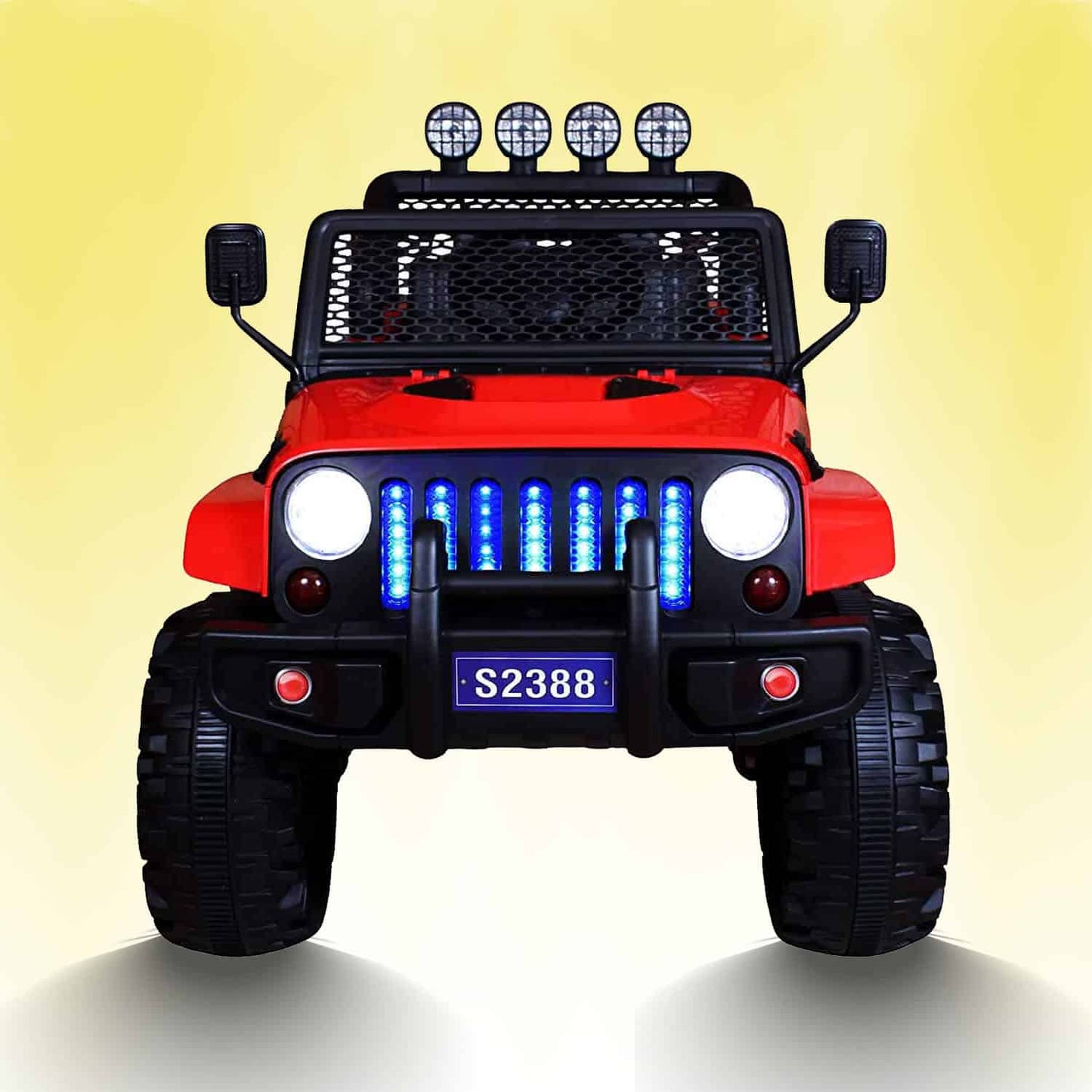 12V Electric-Ride On jeep-Truck with Big wheels, Remote Control, Additional Upper Bar Headlight - White